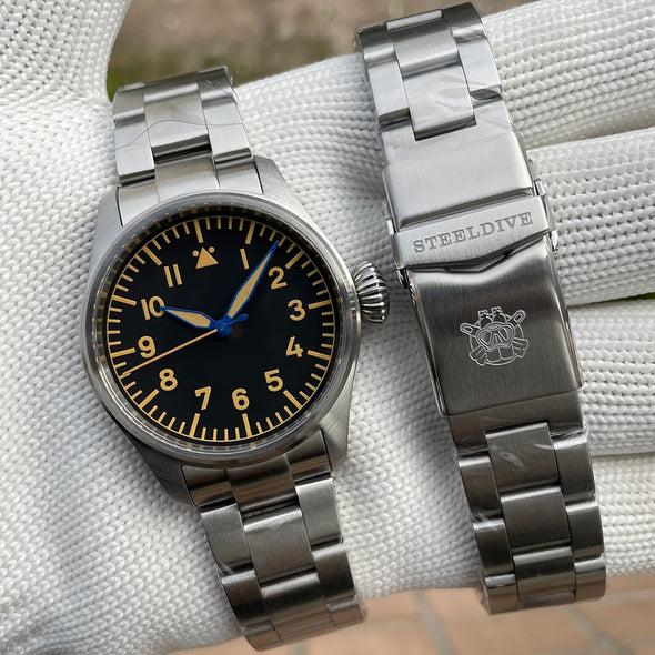 ★BigSale★Steeldive SD1928A Retro Army Pilot Watch