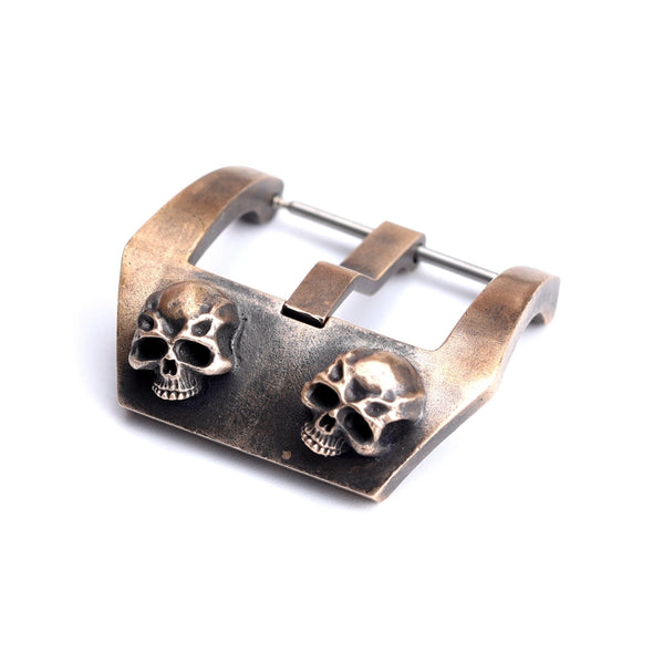 Embossed Skull Design Aged Bronze Watch Clasp