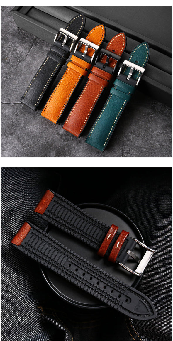 Italian Leather Fluorine Rubber Watch Bands