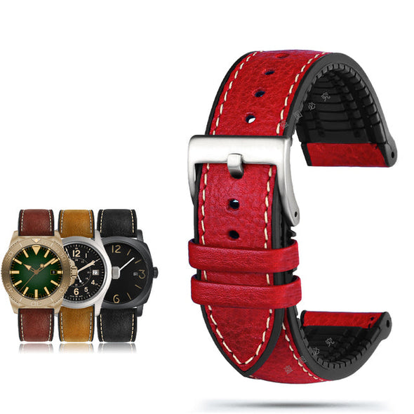 Italian Leather Fluorine Rubber Watch Bands